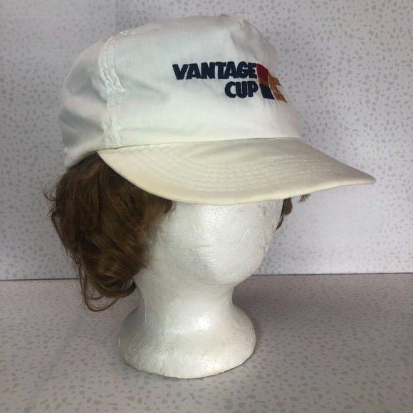 Vintage 80s 90s White Vantage Cup Senior PGA Tour Golf Snapback BallCap Dad Hat - Picture 1 of 5